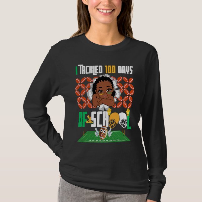 I Tackled 100 Days 100th Day Of School Boys Footba T-Shirt (Front)
