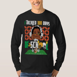 I Tackled 100 Days 100th Day Of School Boys Footba T-Shirt