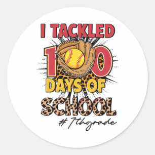 I Tackled 100 Days Of 7th Grade Softbyll Leopard K Classic Round Sticker