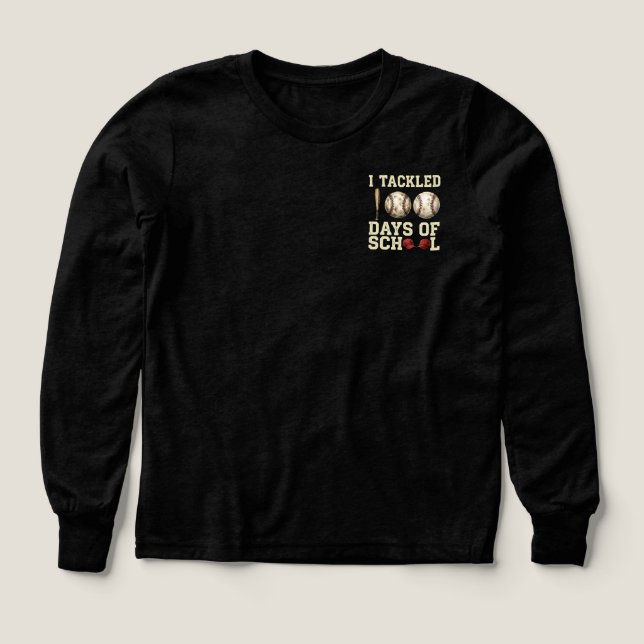 I Tackled 100 Days of School, Baseball Design Tri-Blend Shirts (Design Front)