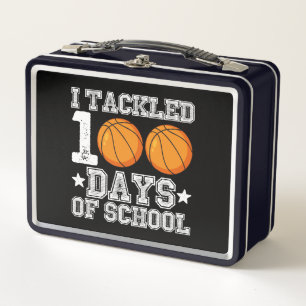 I Tackled 100 Days of School Basketball Metal Lunch Box
