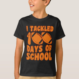 I Tackled 100 Days Of School Boys Footbyll 100th D T-Shirt
