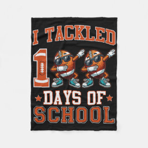 I Tackled 100 Days Of School Football Dabbing 100t Fleece Blanket