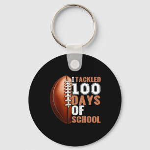 I Tackled 100 Days Of School Shirt Boys Girls Foot Keychain