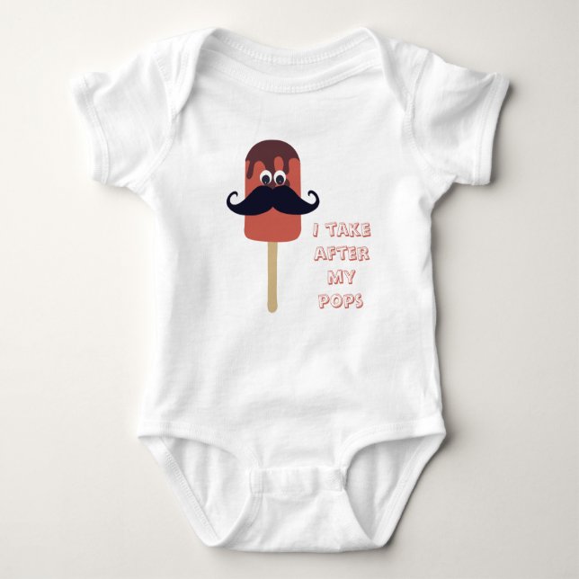 I Take After My Pops Funny Saying Popsicle Orange Baby Bodysuit (Front)