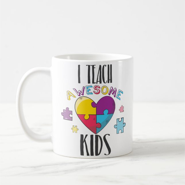I Teach Awesome Kids Autism Teacher Coffee Mug (Left)