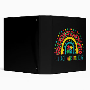 I Teach Awesome kids shirt Autism Awareness Puzzle 3 Ring Binder