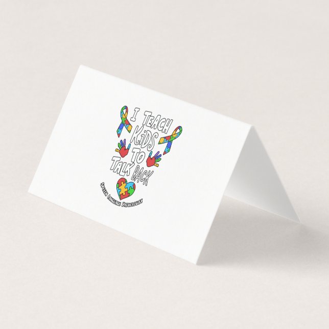 I Teach Kids To Talk Back Speech Language Therapy Business Card (Front)