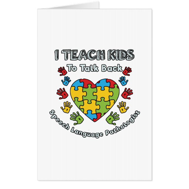 I Teach Kids To Talk Back Speech Language Therapy Card (Front)