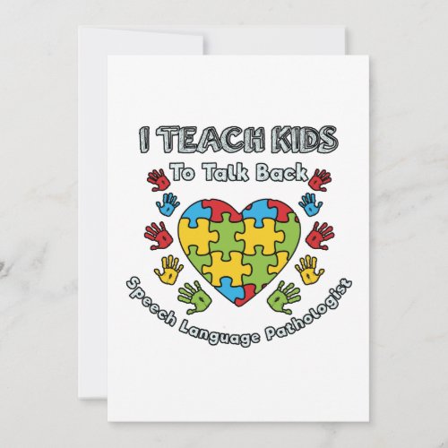 I Teach Kids To Talk Back Speech Language Therapy Thank You Card