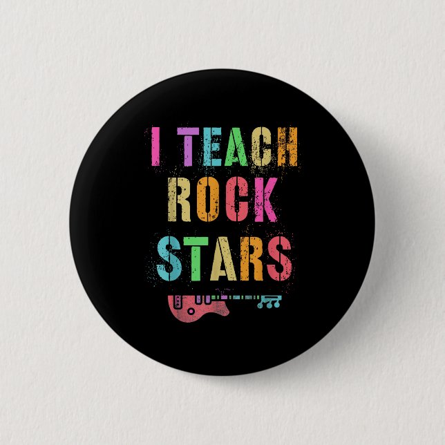 I Teach Rockstars Band Vibes Teacher Rocks My Musi Button (Front)