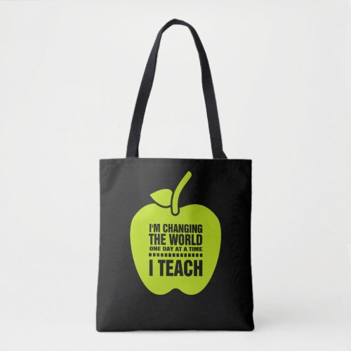 I Teach Teaching Quote Green Apple Custom Gift Tote Bag