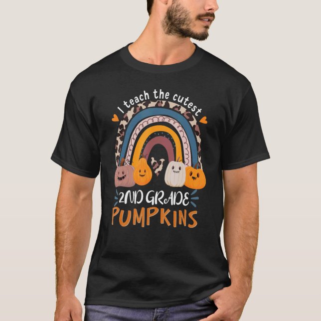 I Teach The Cutest 2nd Grade Pumpkins Halloween Te T-Shirt (Front)