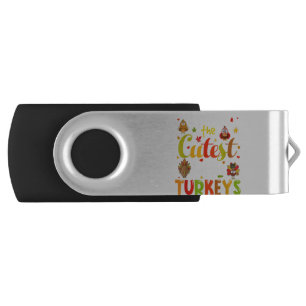 I Teach The Cutest Little Turkeys Pre-K Teacher Th Flash Drive