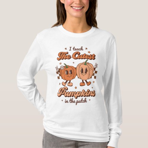 I Teach The Cutest Pumpkins In The Patch Retro Tea T_Shirt