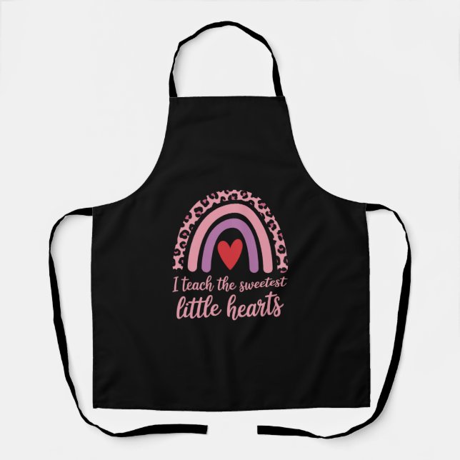 I Teach The Sweetest Hearts Rainbow Teacher  Apron (Front)