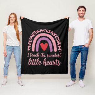 I Teach The Sweetest Hearts Rainbow Teacher Fleece Blanket