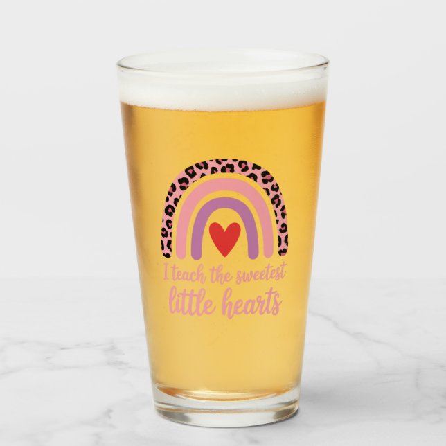 I Teach The Sweetest Hearts Rainbow Teacher  Glass (Front Filled)