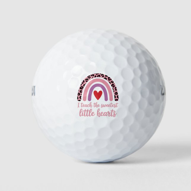 I Teach The Sweetest Hearts Rainbow Teacher  Golf Balls (Front)