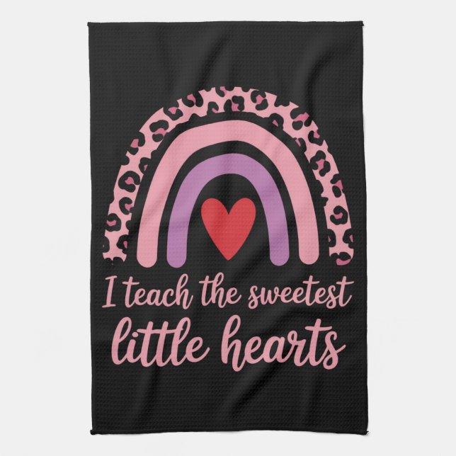 I Teach The Sweetest Hearts Rainbow Teacher  Kitchen Towel (Vertical)