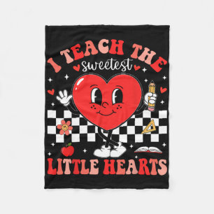 I Teach The Sweetest Little Hearts Teacher Valenti Fleece Blanket