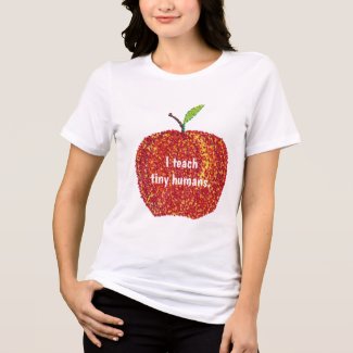 I teach tiny humans, pointillism apple tshirts