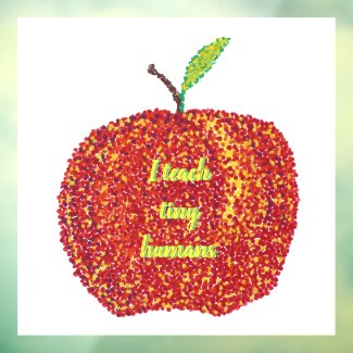 I teach tiny humans pointillism apple window cling