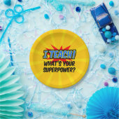 I Teach What's Your Superpower Superhero Teacher Paper Plates (Party)