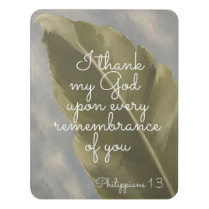 I THANK MY GOD Philippians 1:3 Teacher Gift Door Sign
