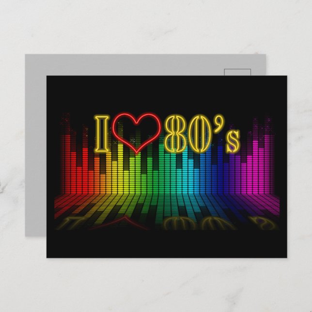 "I ♥ The 80's" Retro Vibes Postcard  (Front/Back)