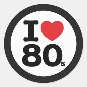 "I ♥ The 80s" Round Sticker