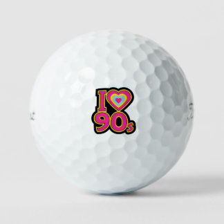 'I ♥ the 90s' Nostalgic Retro Pink Black Yellow  Golf Balls
