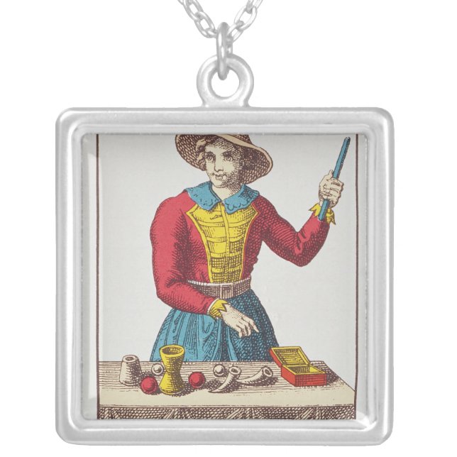I The Magician, seven tarot cards Silver Plated Necklace (Front)