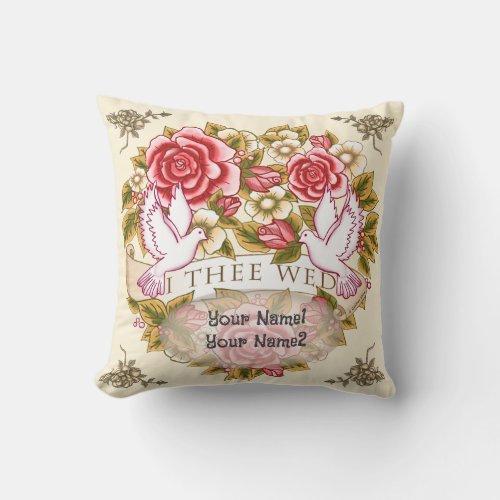 I Thee Wed custom name Throw Pillow