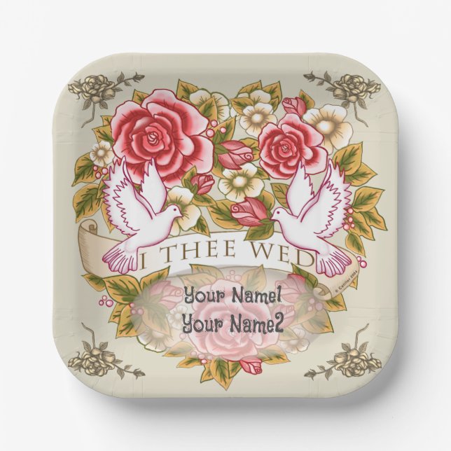 I Thee Wed wedding paper plates (Front)