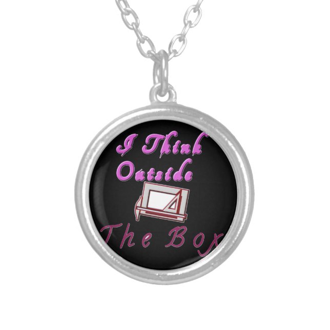 I Think Out of the Box: Creative Design Silver Plated Necklace (Front)