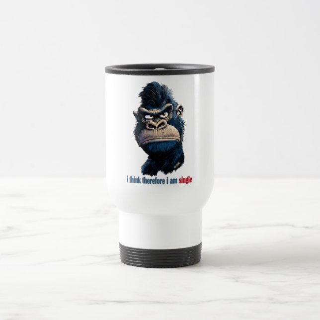 i think therefore i am single travel mug (Center)