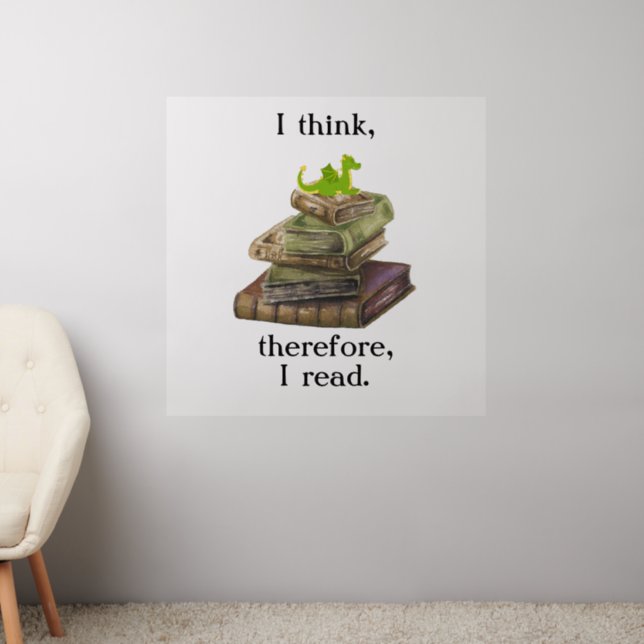I think therefore I read baby dragon Wall Decal (Living Room 2)