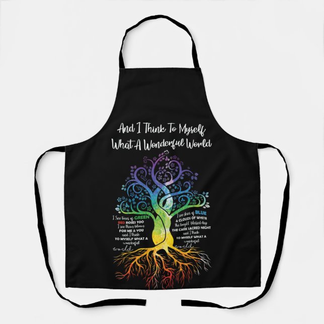 I Think To Myself What A Wonderful World Hippie Apron (Front)