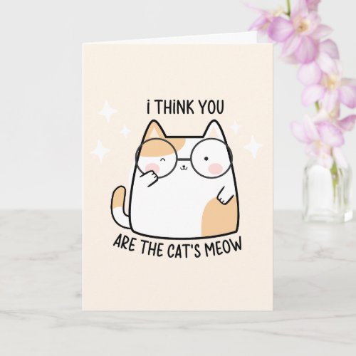 I think you are the cats meow pink Valentines day Card