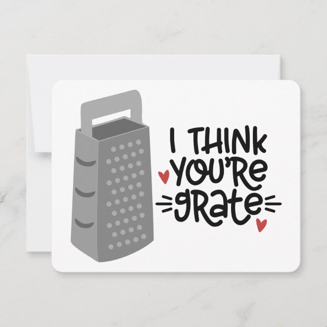 I Think You’re Grate | Funny Cheese Pun | Cute Val Holiday Card (Front)