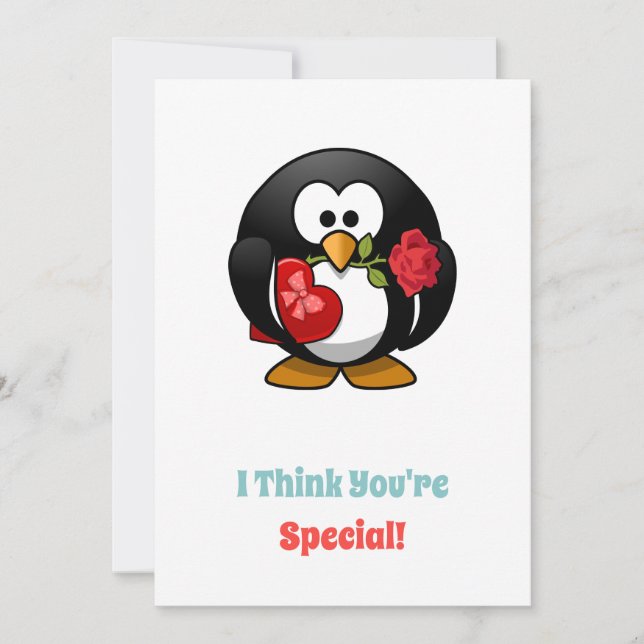I Think You're Special Penguin Printable  Holiday Card (Front)