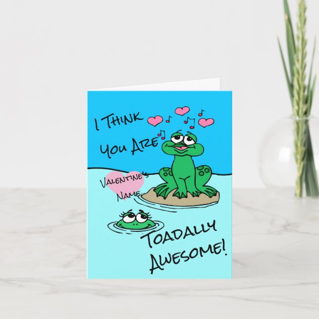 I Think You're Toadally Awesome Frog Valentine Card (Front)
