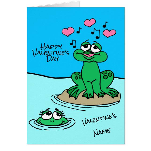 I Think You're Toadally Terrific Frog Valentine Cards (Front)