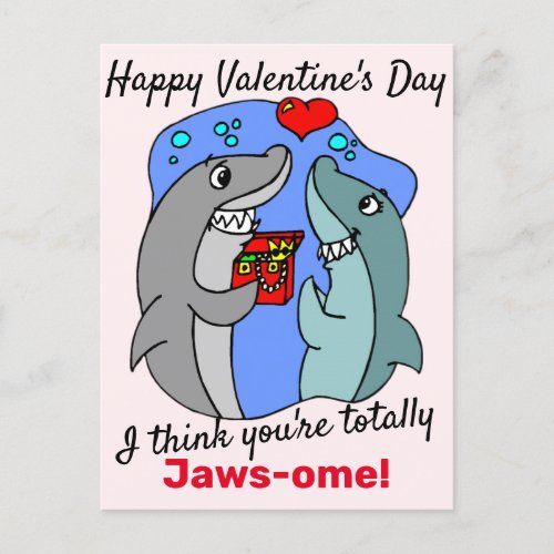 I Think Youre Totally Jawsome Shark Valentine Postcard