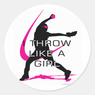I Throw like a Girl Pink Softball Classic Round Sticker