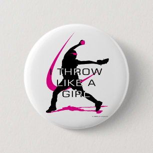 I Throw like a Girl Pink Softball Pinback Button