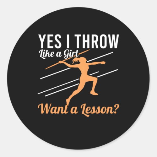 I Throw Like A Javelin Track And Field Classic Round Sticker