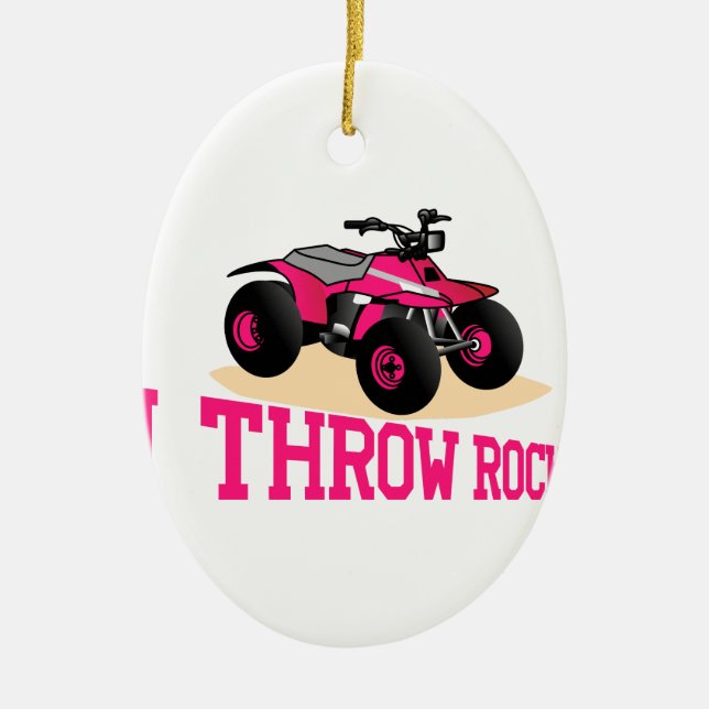 I Throw Rocks Ceramic Ornament (Front)