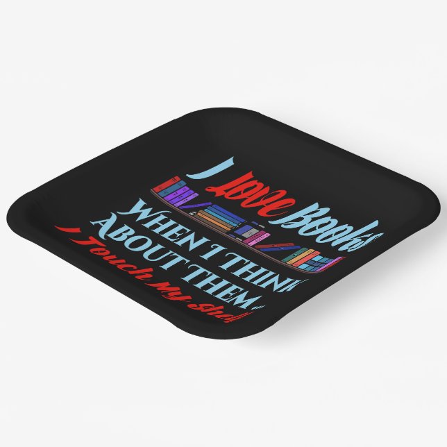 I Touch My Shelf Book Lover Humor Paper Plates (Angled)